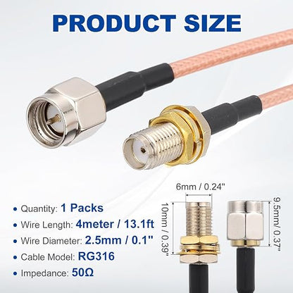 MECCANIXITY SMA Antenna Extension Cable, 13.1ft SMA Male Inner Pin to Female - Image 2