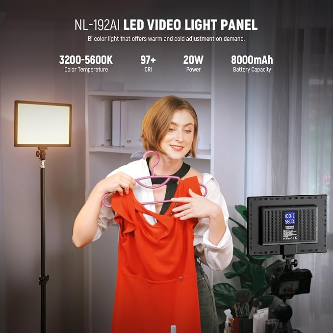 NEEWER 192 LED Video Light Panel, 20W Ultra Thin Bi Color Dimmable DSLR Camera - Image 2
