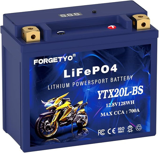 Lithium YTX20L-BS, 700A LiFePO4 Motorcycle Battery, 12V 10AH ATV, Jet Ski by Forgetyo