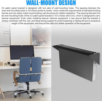 2u Hinged Wall Mount Patch Panel Bracket, 2u Patch Panel Bracket, Vertical Wall - Image 5