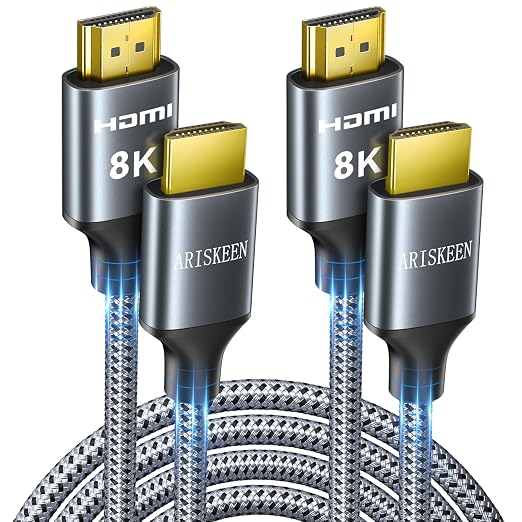 ARISKEEN 8K HDMI Cable 8FT 2-Pack, 48Gbps High Speed HDMI 2.1 Cable, 8K 60Hz by ARISKEEN