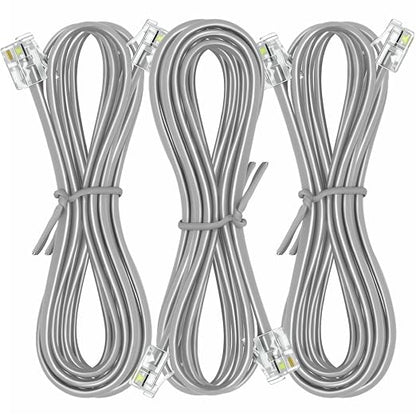NECABLES 3Pack Phone Cord 10ft Telephone Cord Phone Cable RJ11 6P4C Male to Male by NECABLES