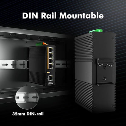 MokerLink 5 Port PoE Industrial DIN-Rail Network Switch, 60W IEEE802.3af/at PoE - Image 7
