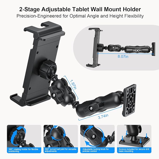 PLDHPRO Tablet Mount for Truck, Heavy Duty Drill Base Tablet Holder for Car - Image 3