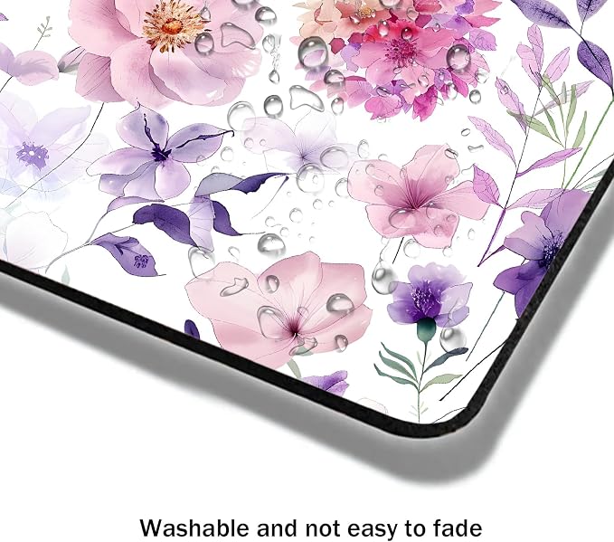 Mouse Pad, Cute Purple Watercolor Flowers Mouse Pads - Image 4