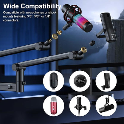 Microphone Arm, Aokeo AK-58 Desk Low Profile Adjustable Mic Boom Arm Stand - Image 5