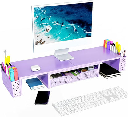 Spacrea Metal Desk Organizers and Accessories, Dual Monitor Stand Riser - Image 4