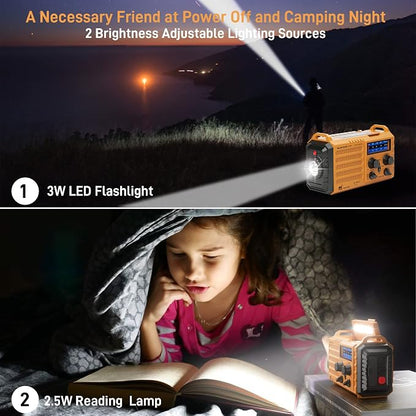 Eoxsmile Emergency Radio with NOAA Weather Alert, 5000mAh Solar Hand Crank - Image 5