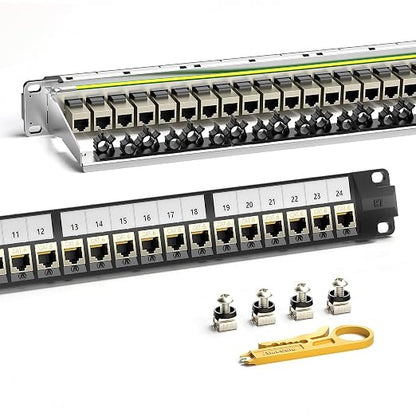 AMPCOM CAT6 Keystone Patch Panel 24-Port 1U by AMPCOM