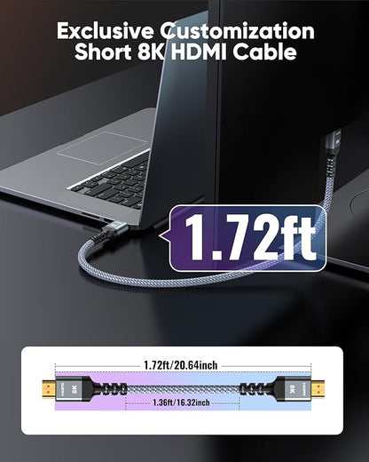 Highwings Extra Short 8K HDMI Cable 1.72ft Total Length, 1.36ft Cable Length - Image 3