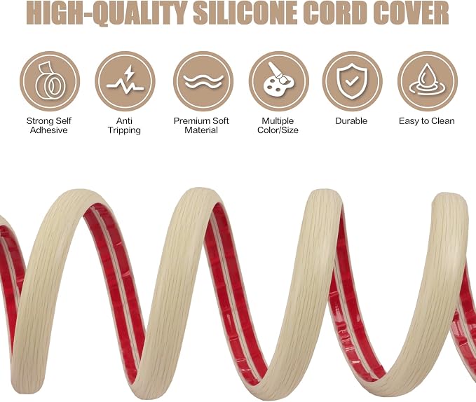 Floor Cord Cover Self Adhesive Cord Hider, 20FT Cable Management, Extension - Image 3