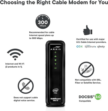 ARRIS - Modem Router Combo - DOCSIS 3.0 16 x 4 Gigabit & AC1600 WiFi, 400 Mbps - Image 5