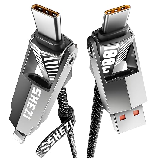 SHEZI Nylon Braided 4 in 1 USB C Cable 100W 3FT Compatible by SHEZI