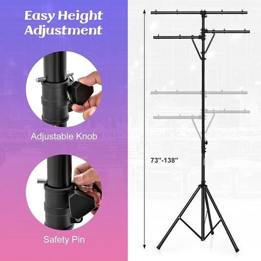 S AFSTAR Pro Audio Tripod, Portable T Bar Lighting Stand w/ 100 LBS Capacity - Image 2