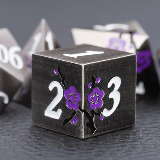 Black Metal DND Dice Set with Gift Case by Maywin
