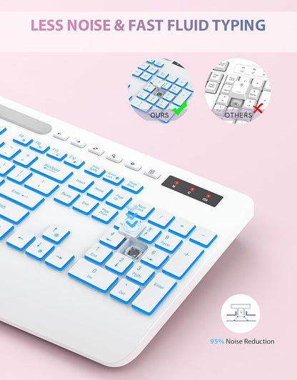 Trueque Wireless Keyboard with 7 Colored Backlits, Phone Holder, Wrist Rest - Image 6