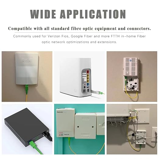 50ft SC/APC Fiber Optic Internet Cable, Single Mode Fiber Patch Cord, Fiber - Image 2