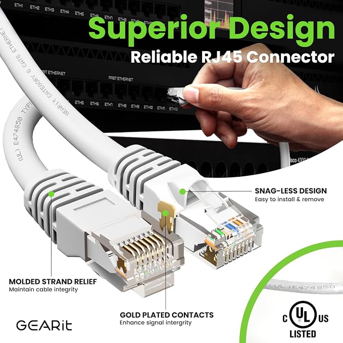 GEARit Cat 6 Ethernet Cable Cat6 Network Patch, Snagless Cord, Internet - Image 4