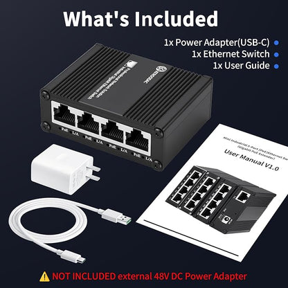 5 Ports Gigabit PoE Passthrough Mini Ethernet Switch 1 PoE++ Uplink in @90W 4 - Image 8