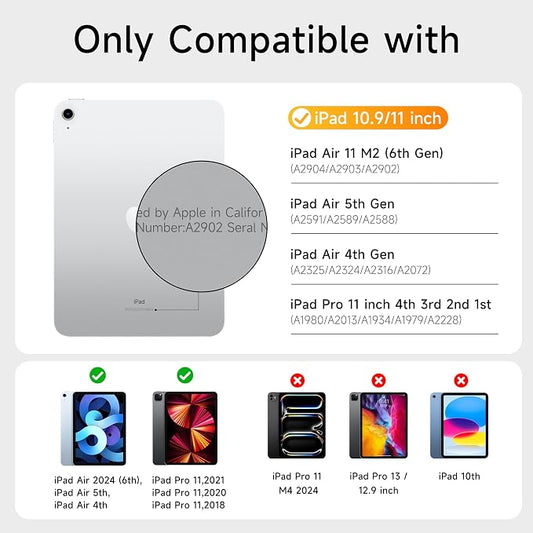 HOU iPad Air 11 Case with Keyboard Detachable Rotatable Magnetic Full - Image 2