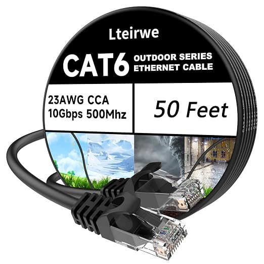 CAT6 Ethernet Cable 50FT 23AWG High Speed 500MHz 10Gbps, Faster Than Cat 5e/Cat by Lteirwe