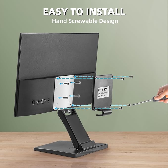 WEARSON WS-03A Adjustable LCD TV Stand Folding Metal Monitor Desk Stand - Image 5