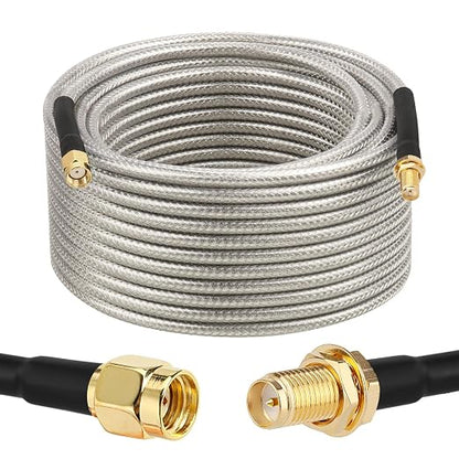 RP-SMA Male to RP-SMA Female Bulkhead Cable 50FT, RG58 Coaxial Cable by XRDS-RF