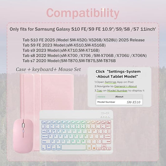 Keyboard Case for Samsung Galaxy Tab S10 FE / S9 FE 10.9 inch/Tab S9 / S8 / S7 - Image 2