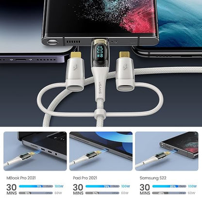 USB C to Multi Charging Cable, USAMS 100W 4FT 5A Type C to Type C Fast Charger - Image 8