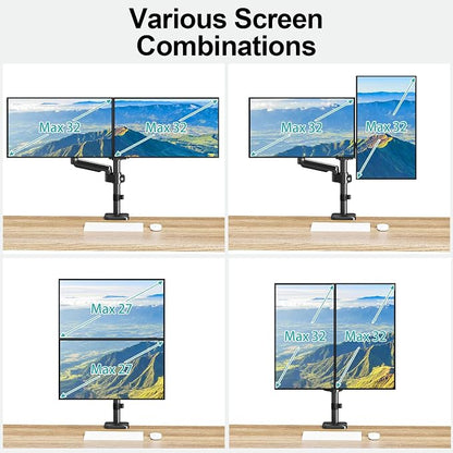 MOUNT PRO Dual Monitor Mount for 13-32" Computer Screen, Tall Monitor Stands - Image 4