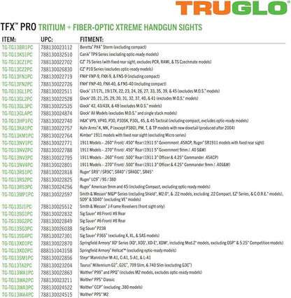 Truglo TFX PRO Handgun Sight, Glowing Shock Proof Tritium and Fiber Optic Night - Image 4