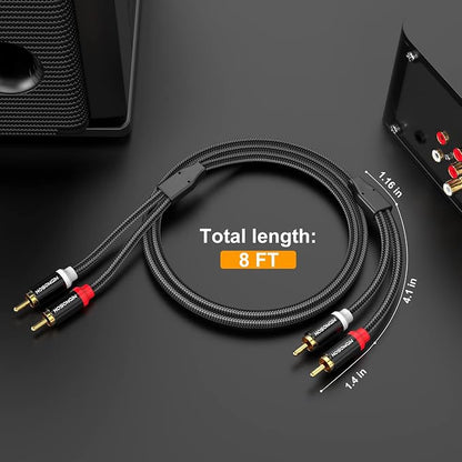 HOSONGIN RCA Cables 8FT 2 Pack, 2-Male to 2-Male RCA Audio Stereo Subwoofer - Image 7