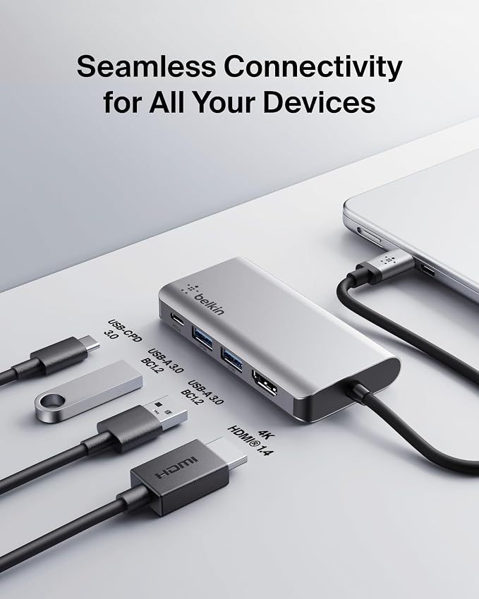 Belkin USB C Hub, 4-in-1 Multi-Port Laptop Dock - Image 3