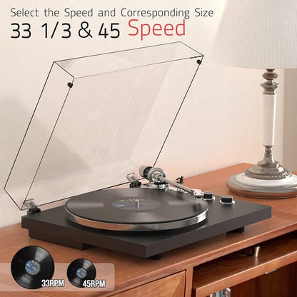 Turntables Record Player Wireless Output Connectivity Vinyl Player Belt-Drive - Image 4