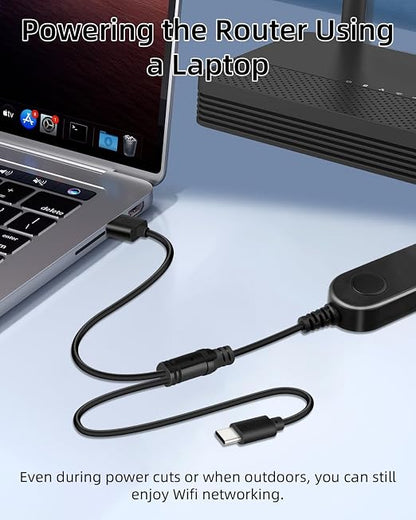 Dual Port USB A & USB C 5V to 12V DC 5.5x2.1mm Step Up Converter Cable - Image 3