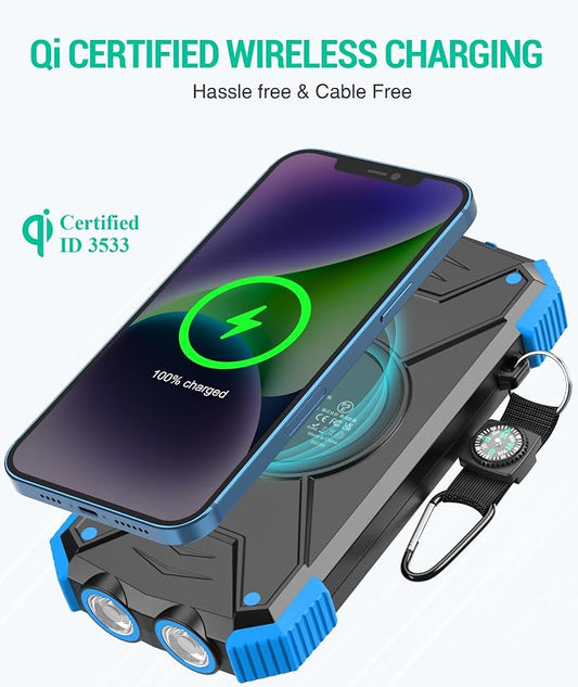 BLAVOR Solar Charger Power Bank 10, Portable Wireless Charger, 20W Fast - Image 2