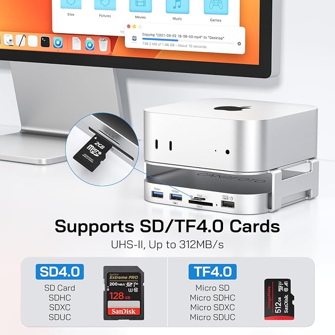 M-ac Mini M4 Dock with 4TB Sam-Sung T7 Portable SSD Enclosure, 7-in-1 Aluminum - Image 5