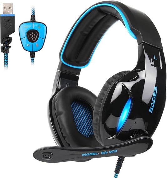 SA902 7.1 USB Surround Sound PC Headsets Over-Ear Gaming Headphones by Unknown
