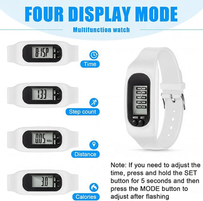 Silicone Fitness Tracker Watch 3 Pcs Walking Running Pedometer Calorie Burning - Image 4