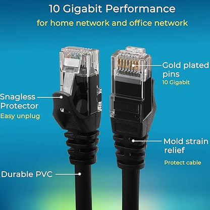 Rapink Patch Cables Cat6 1ft, Ethernet Patch Cable 10G, Cat 6 Patch Cable - Image 4
