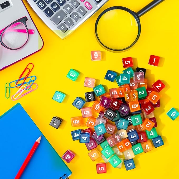 Poen 100 Pcs 16mm Dice Set Bulk, 6 Sided Standard Colored Dices - Image 2