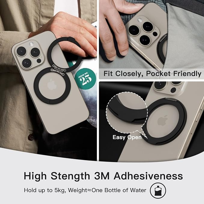 COOLQO 4Pcs 360 Spin Cell Grip Ring Phone Stand Magnetic Holders - Image 4