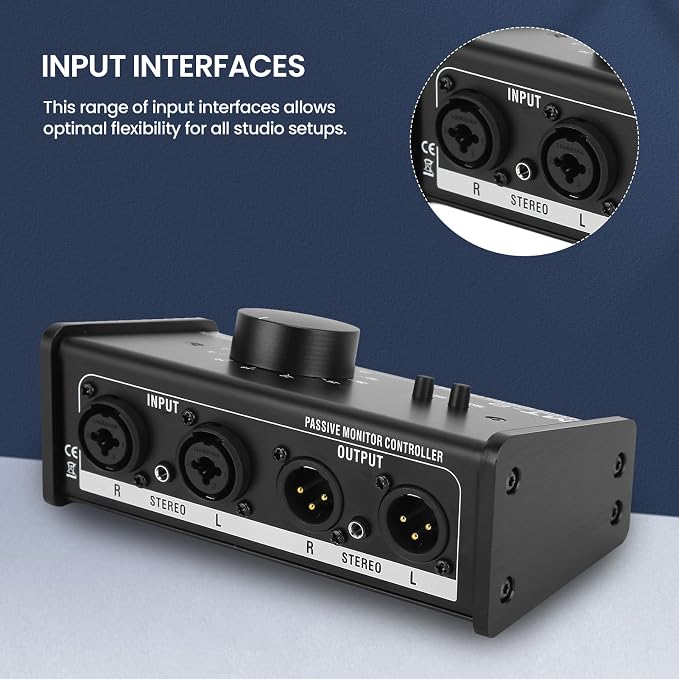 Passive Monitor Controller, Mute Control Large Control Knob Passive Stereo - Image 7