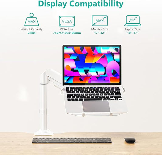 WALI Laptop Tray Desk Mount, Laptop Arm Mount Fits 10-15.6 Inch Notebook - Image 2