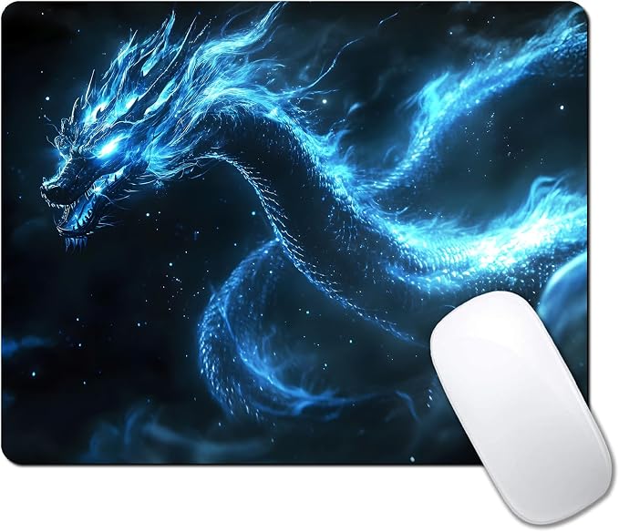 Witchy Blue Japanese Dragon Custom Mouse Pad by IMAYONDIA