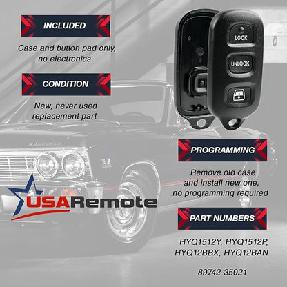 Key Fob Keyless Entry Remote Shell Case & Pad fits Toyota 1999-2009 4runner / - Image 3
