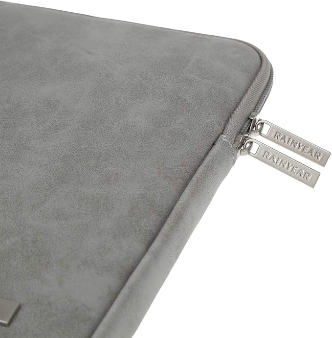 RAINYEAR 15.6 Inch Laptop Sleeve Protective Case PU Suede Leather Zipper Padded - Image 5
