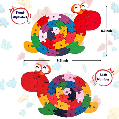 LovesTown Wooden Alphabet Snail Jigsaw Puzzles, Montessori Letters Numbers - Image 5