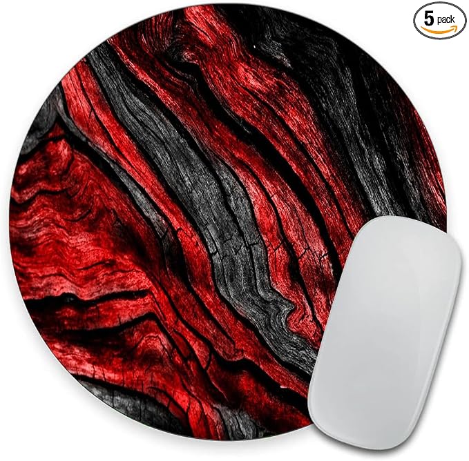 and Red Woodgrain Round Mousepad, Personalized Custom Design Mouse Pads by Goodsprout