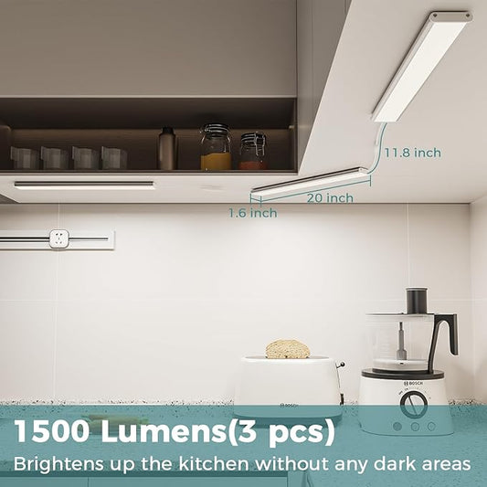 ASOKO Under Cabinet Led Light Plug in, Dimmable Daylight White 4000K, 3 Pack 12 - Image 2